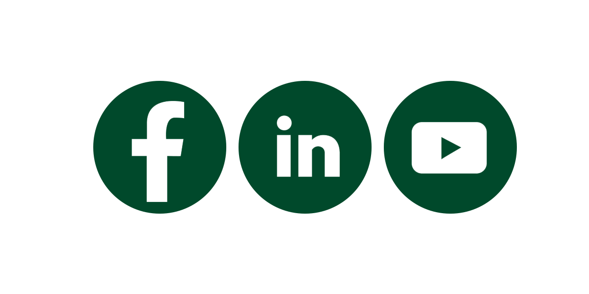 Green Icons for Facebook, LinkedIn, and YouTube
