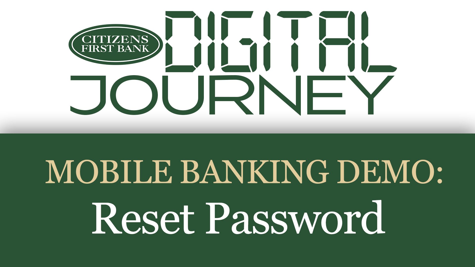 Digital Journey logo with our mobile banking demo: Reset Password
